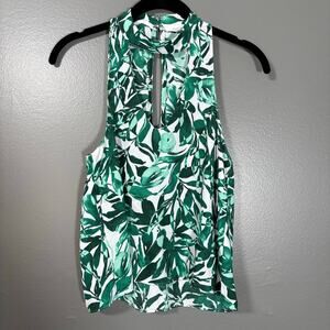 Olivaceous Women's Green Tropical Vacation Halter Top - Size Small - Resort Wear